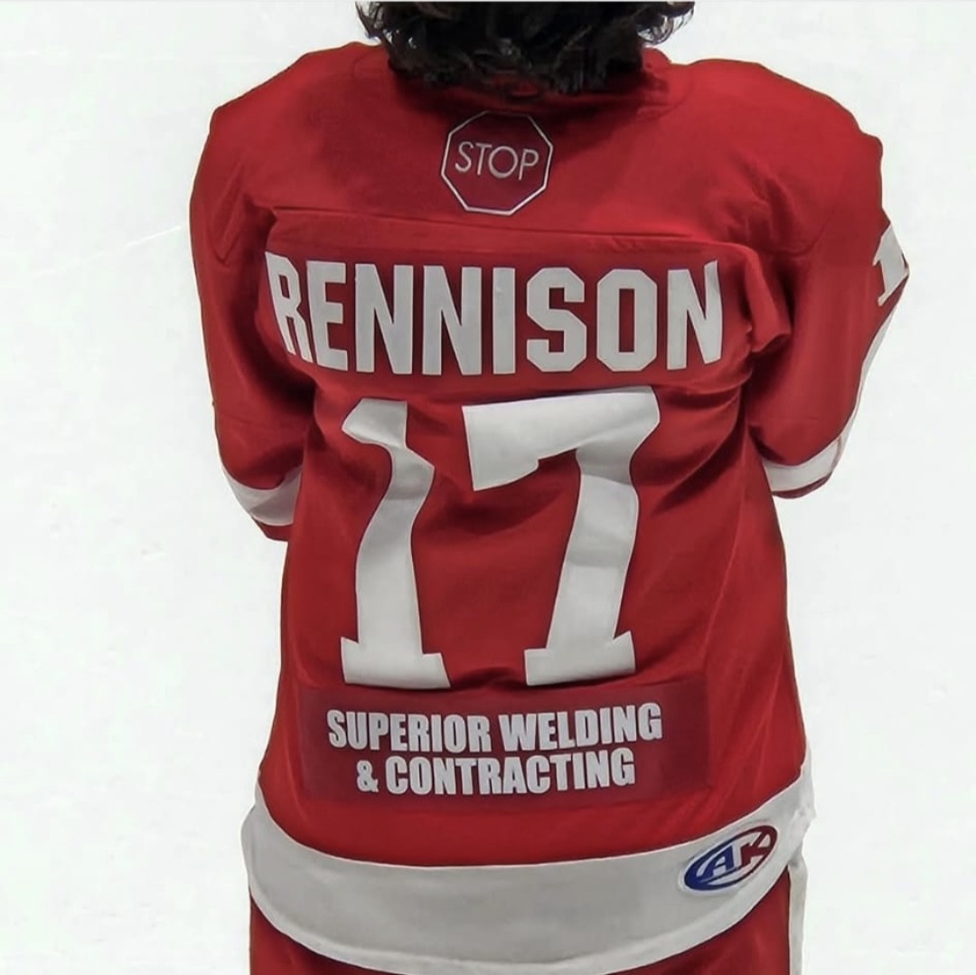 Hockey Team jersey sponsored by Superior Welding and Contracting.