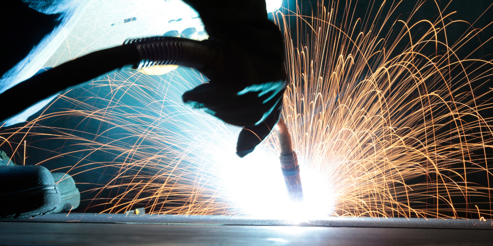 A welder welding